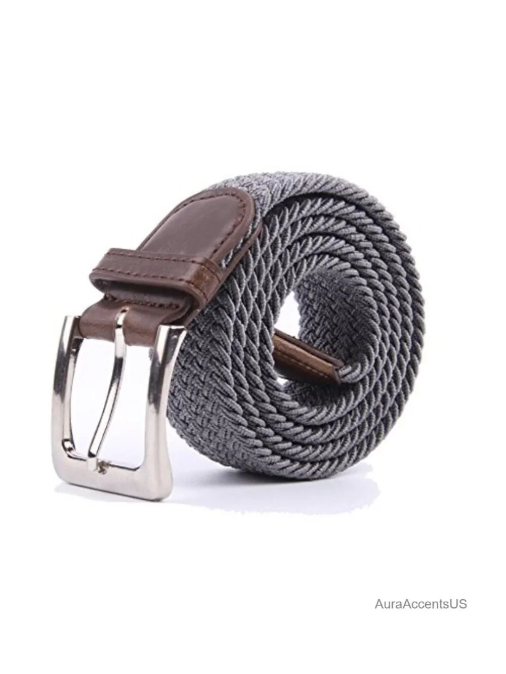 Canvas Elastic Stretch Braided Belt Metal Buckle